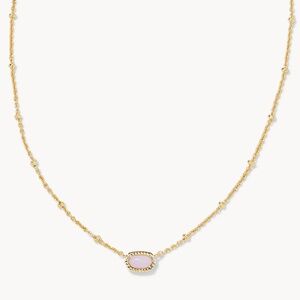 Kendra Scott Mini Elisa Gold Satellite Short Pendant Necklace in Pink Opalite